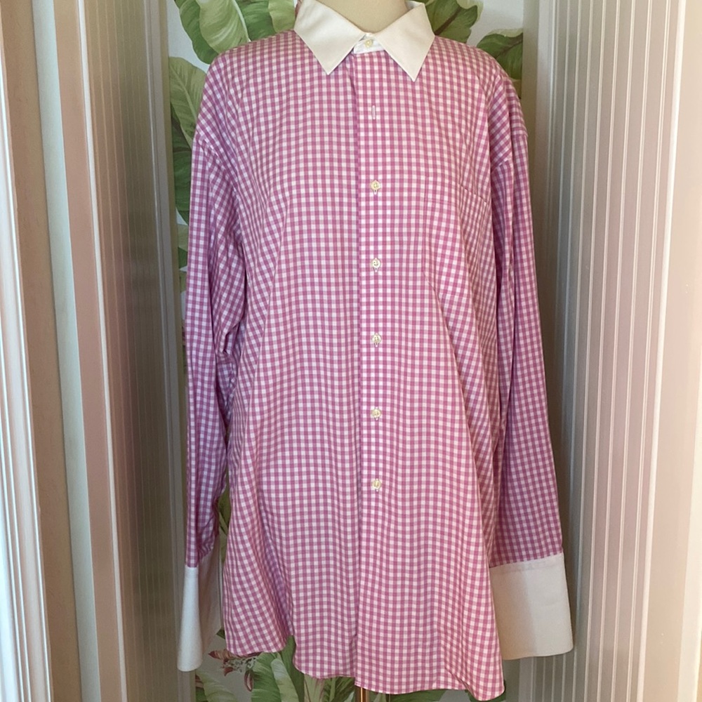 Brooks Brothers NWT Size Polo Dress Shirt in Pink and white
